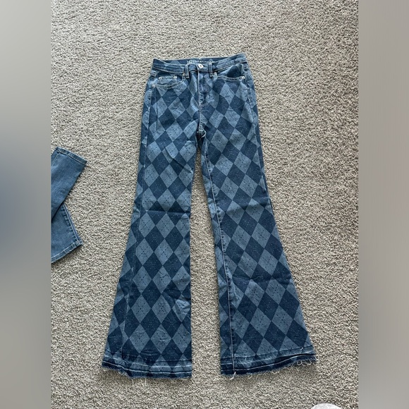 No Boundaries Denim - Never worn size 7 plaid flare jeans